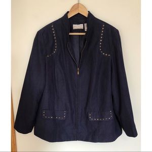 Alfred Dunner Faux Suede Studded Jacket Size 16